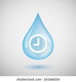 Illustration of a water drop with a clock