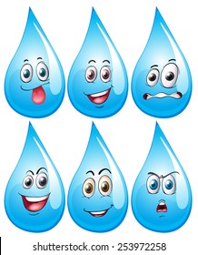 Illustration of water drop with facial expressions