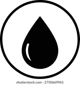Illustration of a water drop inside a circle silhouette vector