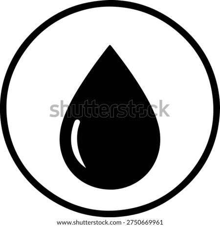 Illustration of a water drop inside a circle silhouette vector