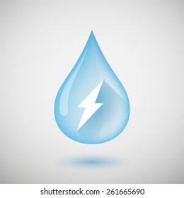 Illustration of a water drop with a lightning