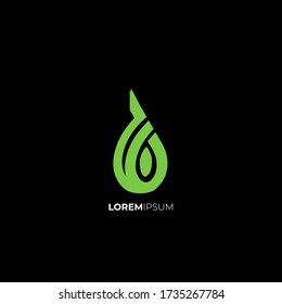 illustration water drop liquid green logo on black isolated for company identity, business 