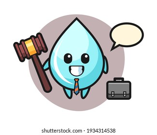 Illustration of water drop mascot as a lawyer