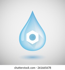 Illustration of a water drop with a nut