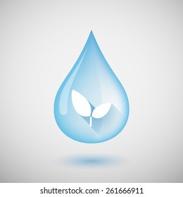 Illustration of a water drop with a plant