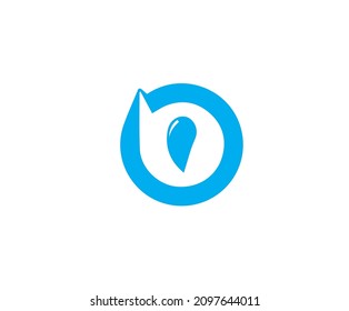 Illustration of water drop silhouette at the bottom of the letter O or 0.Illustration O or 0 letter icon. O or 0 Letter Logo Template vector icon design. Initial O or 0 logo.