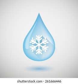 Illustration of a water drop with a snow flake