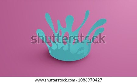 Illustration of water drop splash on the floor. paper craft and cut style. vector, illustration.