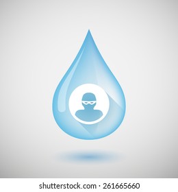 Illustration of a water drop with a thief