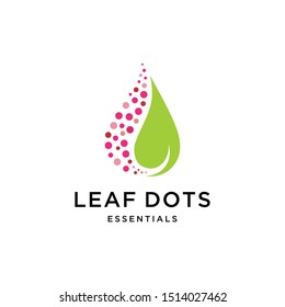 Illustration of water droplets formed from a leaf and several circles logo design.