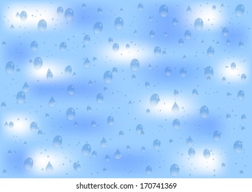 Illustration of water drops with background in blue and white colors