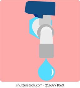 illustration of a water faucet with water drops. suitable for publication elements about hygiene and health.