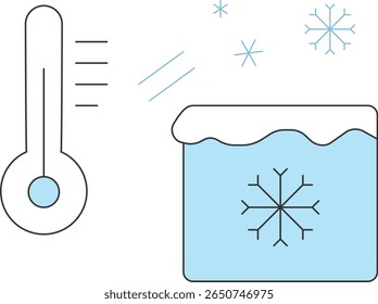 Ilustración de congelación de agua (solidificación)