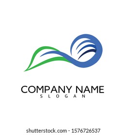 illustration of water and leaf vector green blue logo