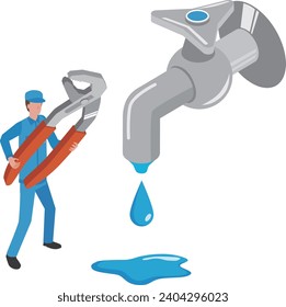 Illustration of water leak repair