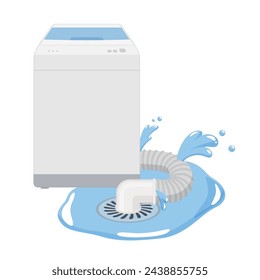 Illustration of water leaking from the washing machine hose_Failure