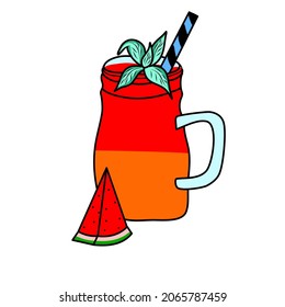 Illustration of water melon juice perfect for icon, symbol, element, print materials and ect.