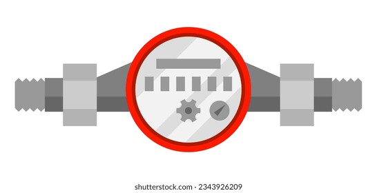 Illustration of water meter. Industrial image of plumbing object.