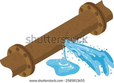 Illustration of a water pipe breaking due to aging