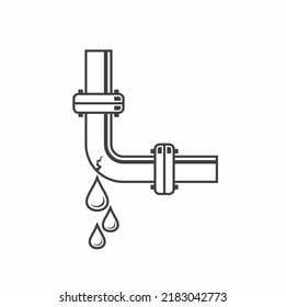 illustration of water pipe leak, vector art.