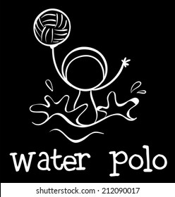 Ilustración de un deporte de waterpolo sobre un fondo negro