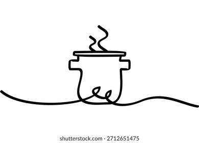 Ilustración de una olla de agua en diseño de línea continua. Un interesante diseño de arte abstracto de línea.