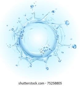 illustration of water splash on blue background