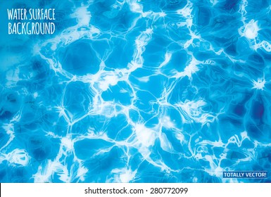 The Illustration Of Water Surface With Sun Reflections- Totally Vector Colorful  Image. Ideal Swimming Pool, Sea And Ocean Texture. 