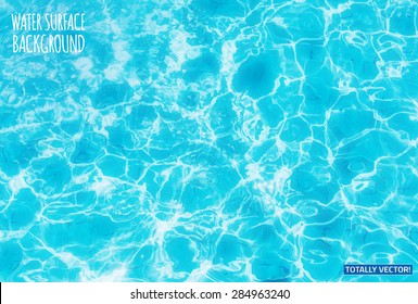 The illustration of water surface with sun reflections- totally vector colorful  image. Ideal swimming pool, sea and ocean texture. 