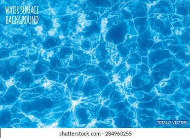 The illustration of water surface with sun reflections- totally vector colorful  image. Ideal swimming pool, sea and ocean texture. 