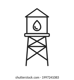 illustration of water tank icon in outline style