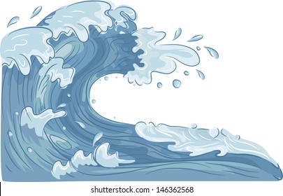 Ilustración de la ola de agua