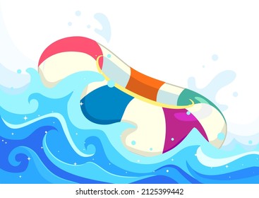 Illustration of Water Wave with Round Flotation Device