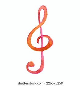 Illustration of a watercolor clef  on white background