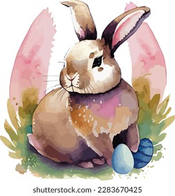 Illustration of watercolor easter bunny collection, Minimalist watercolor easter bunny