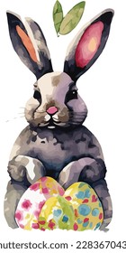 Illustration of watercolor easter bunny collection, Minimalist watercolor easter bunny