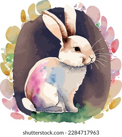 Illustration of watercolor easter bunny collection
