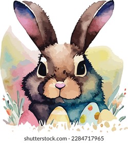 Illustration of watercolor easter bunny collection