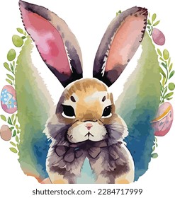 Illustration of watercolor easter bunny collection