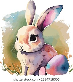 Illustration of watercolor easter bunny collection