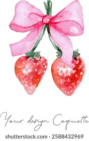 Illustration with watercolor flirty strawberries .Vector graphics are suitable for decorating any design.