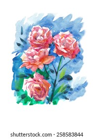 illustration watercolor roses