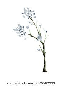 Illustration of a Watercolor Tree with Few Leaves
