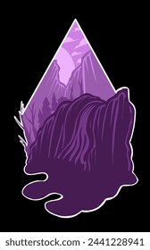 an illustration of a waterfall silhouette