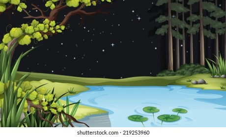 Illustration of a waterform at the forest