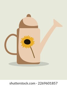  Illustration Watering Can with Sunflowers