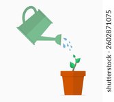 Illustration of watering plants to make them grow big