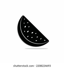 Illustration of watermelon black and white . Flat fluit