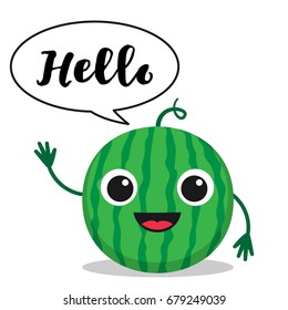 Illustration of a watermelon with face