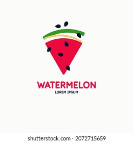 Illustration of a watermelon in a flat style. Isolated image on a light background. Vector icon.